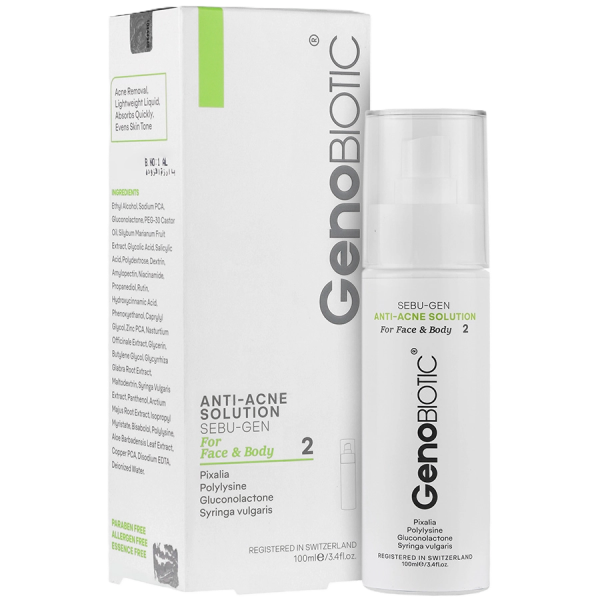محلول ضد آکنه صورت و بدن ژنوبایوتیک
