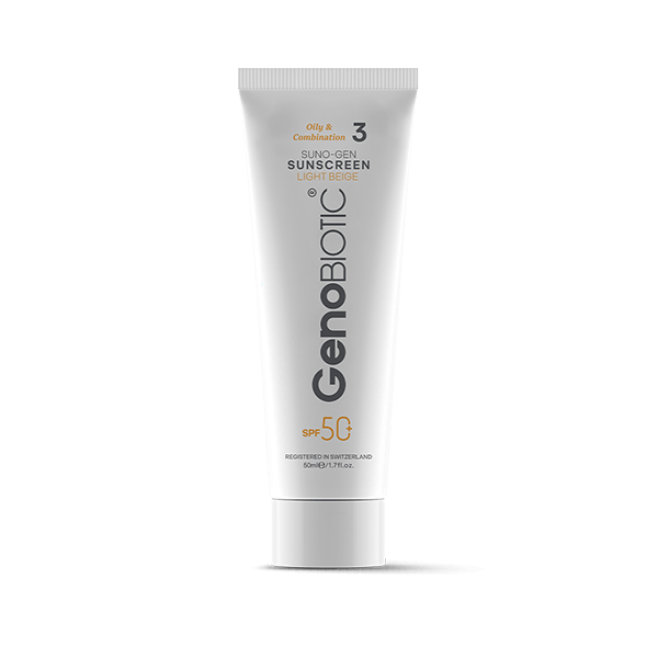 GenoBiotic-Sunscreen-Oily-Skin-3 کرم ضد آفتاب پوست چرب ژنوبایوتیک (بژ روشن)